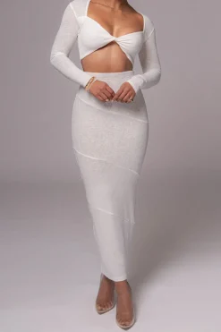 Twist Cut Out Long Sleeve Top And Skirt Set