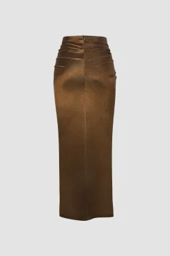 Twist Detail High Slit Midi Skirt