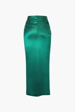 Twist Detail High Slit Midi Skirt