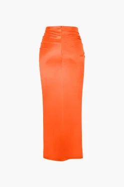 Twist Detail High Slit Midi Skirt