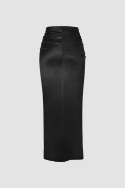 Twist Detail High Slit Midi Skirt