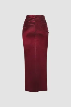 Twist Detail High Slit Midi Skirt