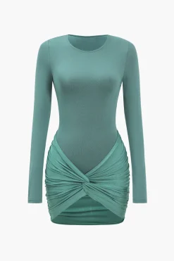 Twist Knot Satin Patchwork Mini Dress