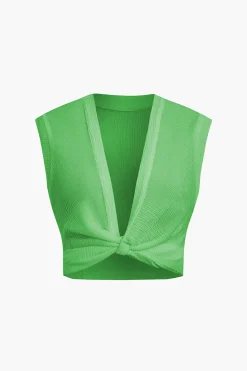 Twist Knot V-Neck Tank Top