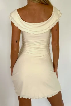 Twisted V-Neck Scallop Edge Mini Dress