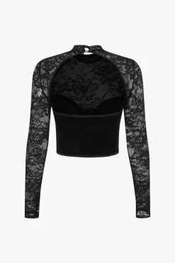 Velvet Patchwork Corset Backless Long-Sleeve Top
