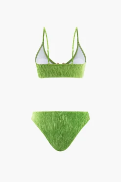 Velvet Textured U-ring Bikini And Sarong 3pc Set