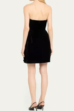 Velvet V-Neck Strapless Mini Dress