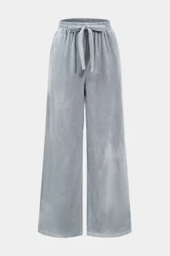 Velvet Zipper Top And Wide Leg Pants Set
