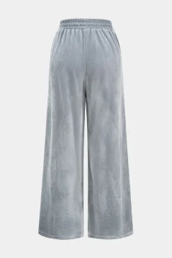 Velvet Zipper Top And Wide Leg Pants Set