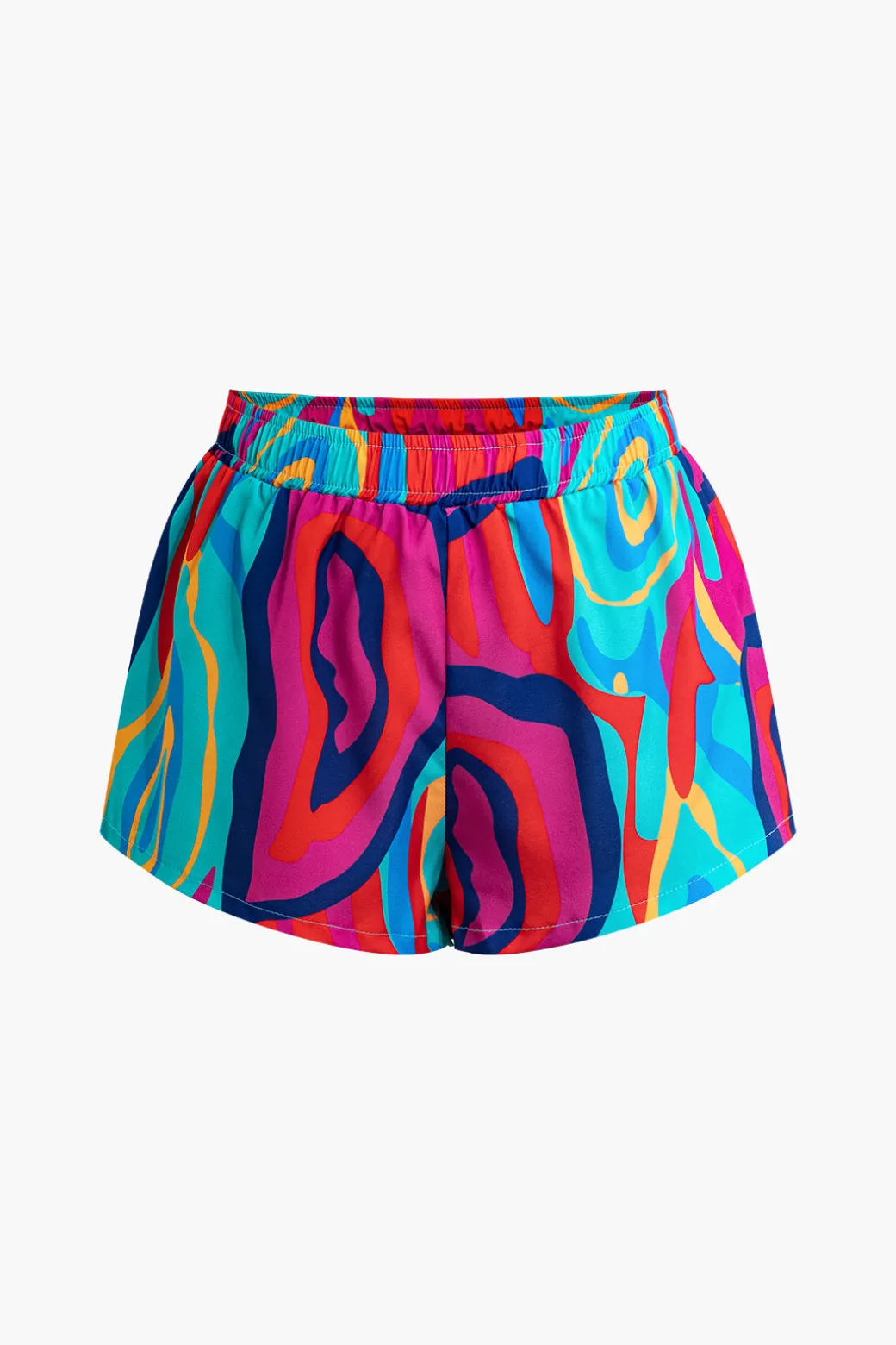 Vibrant Abstract Print Crop Shirt And Shorts Set