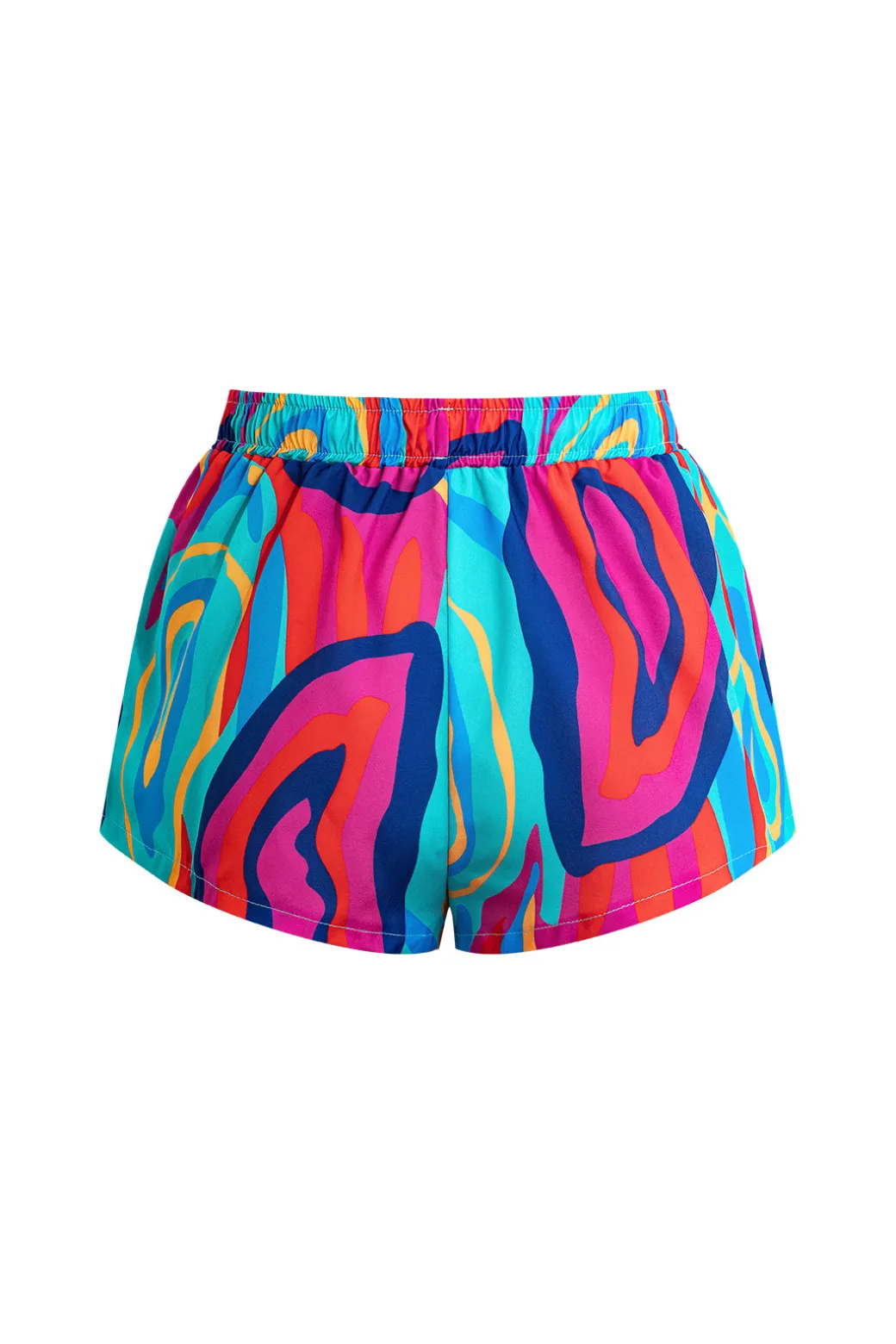 Vibrant Abstract Print Crop Shirt And Shorts Set