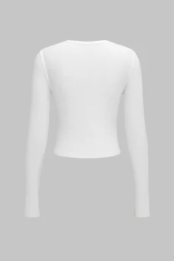 V-Neck Cross Design Long-Sleeve Top
