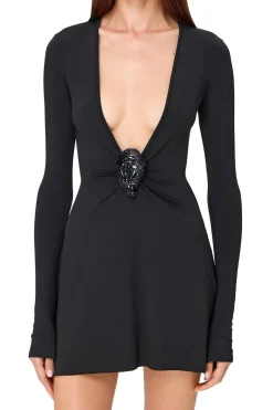 V-neck Long Sleeve Mini Dress