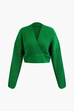 V-neck Long Sleeve Sweater And Skirt Set