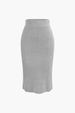 V-neck Long Sleeve Sweater And Skirt Set