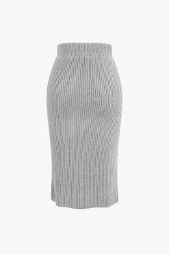 V-neck Long Sleeve Sweater And Skirt Set