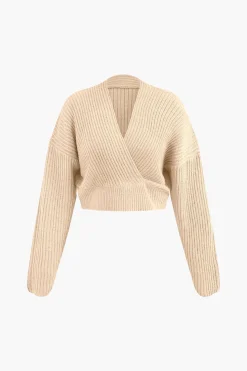 V-neck Long Sleeve Sweater And Skirt Set