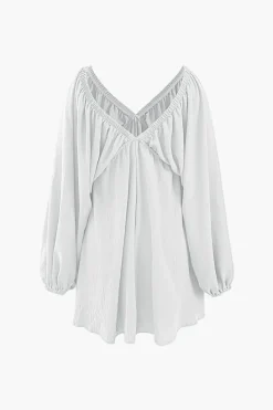 V-neck Puff Sleeve Mini Dress