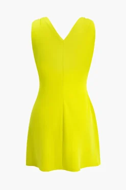 V-Neck Ruched Mini Dress