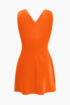 V-Neck Ruched Mini Dress