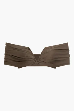 V-neck Ruched Top And V-shape Cut Waist Maxi Skirt Set
