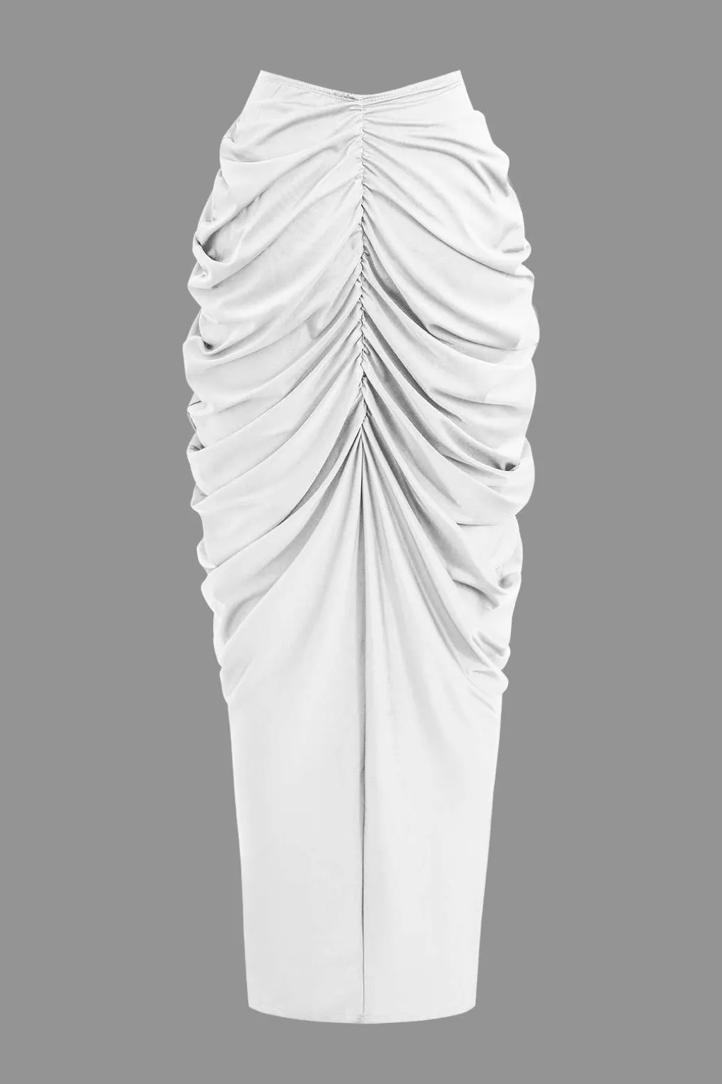 V-neck Ruched Top And V-shape Cut Waist Maxi Skirt Set