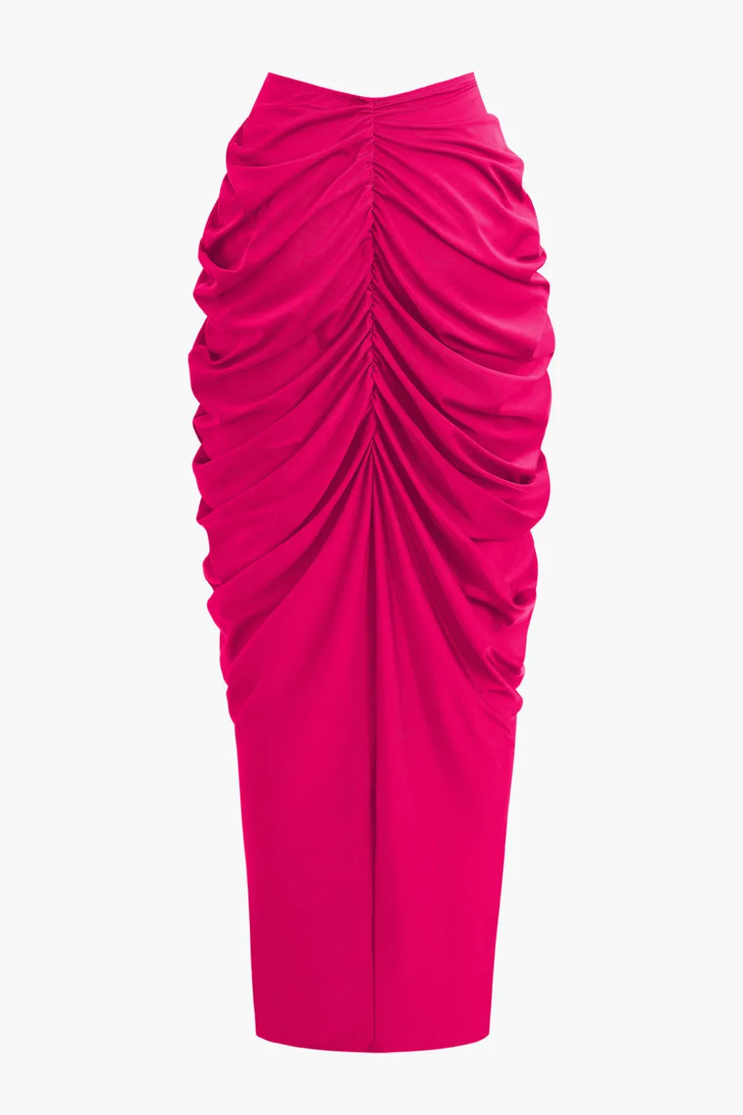 V-neck Ruched Top And V-shape Cut Waist Maxi Skirt Set