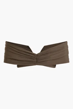 V-neck Ruched Top And V-shape Cut Waist Maxi Skirt Set