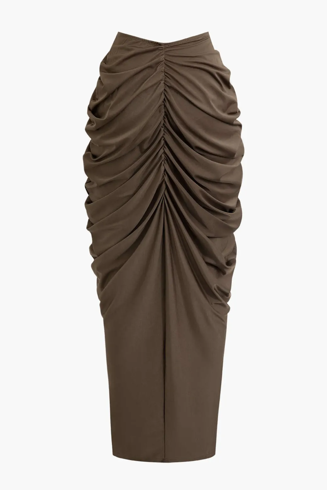 V-neck Ruched Top And V-shape Cut Waist Maxi Skirt Set