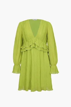 V-Neck Ruffle Detail Mini Dress