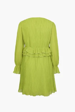 V-Neck Ruffle Detail Mini Dress