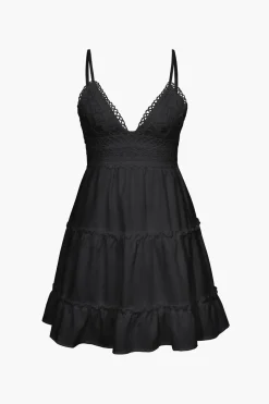 V-Neck Ruffle Hem Mini Dress