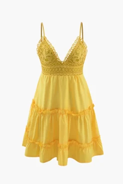 V-Neck Ruffle Hem Mini Dress