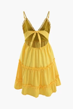 V-Neck Ruffle Hem Mini Dress