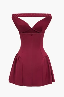 V-Neck Sleeveless Backless Mini Dress