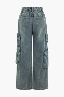 Washed Pocket Cargo Jeans