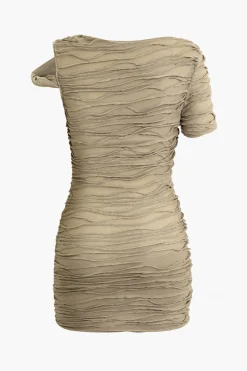 Wave Texture Twist Asymmetrical Mini Dress