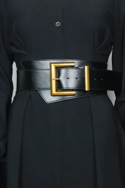 Wide Waist Faux Leather Corset