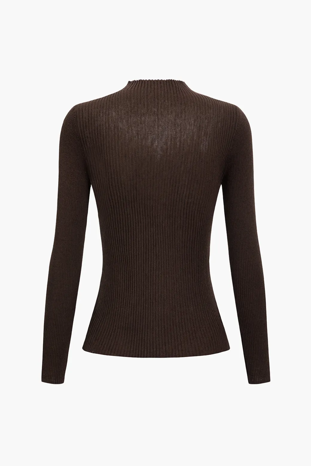 Wool Contrast Knit Long-Sleeve Top