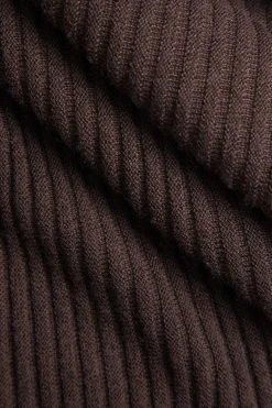 Wool Contrast Knit Long-Sleeve Top
