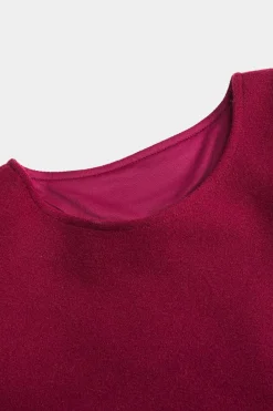 Woolen Round Neck Long Sleeve Puff Mini Dress