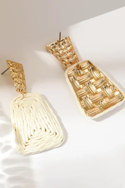 Woven Raffia Drop Earrings