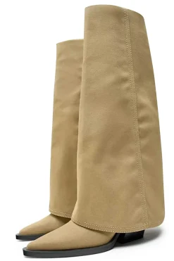 Wrap Pointed Mid Calf Boots