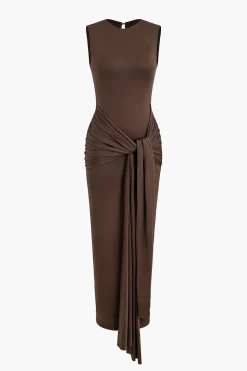Wrap Tie Sleeveless Maxi Dress