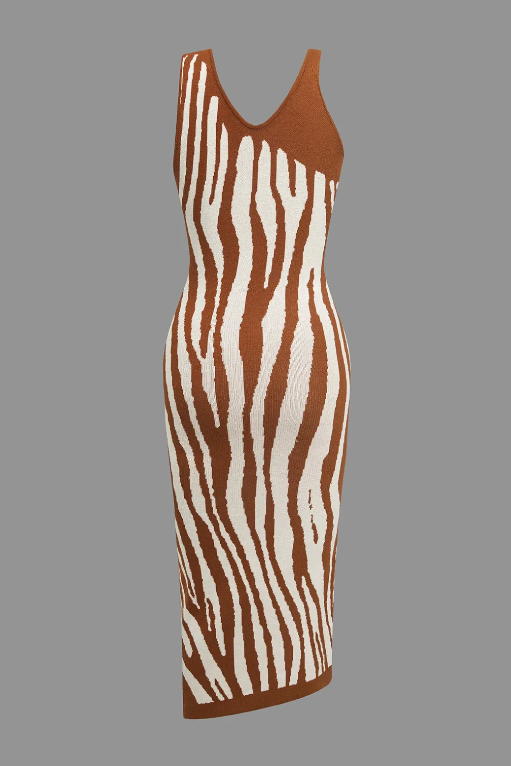 Zebra Print Asymmetrical Midi Dress