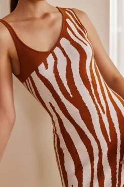 Zebra Print Asymmetrical Midi Dress