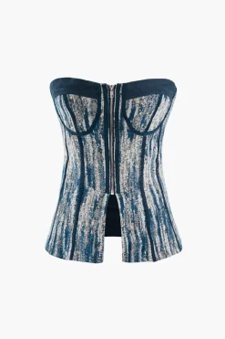 Zip Front Strapless Corset Top