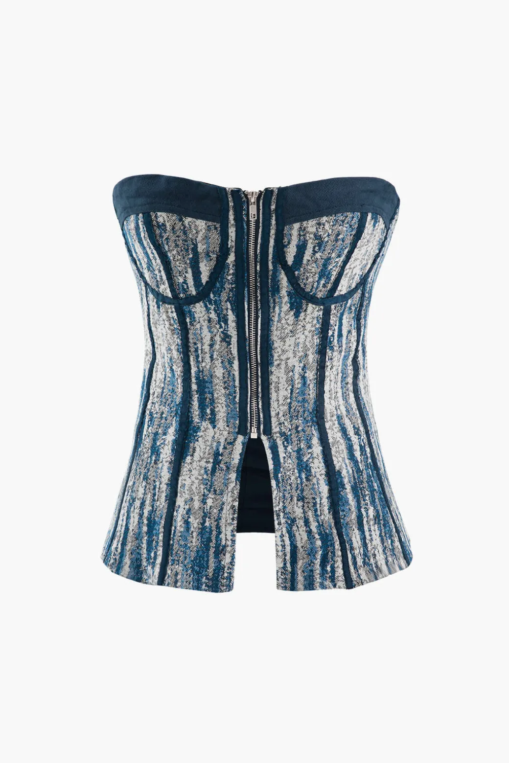 Zip Front Strapless Corset Top