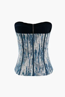 Zip Front Strapless Corset Top
